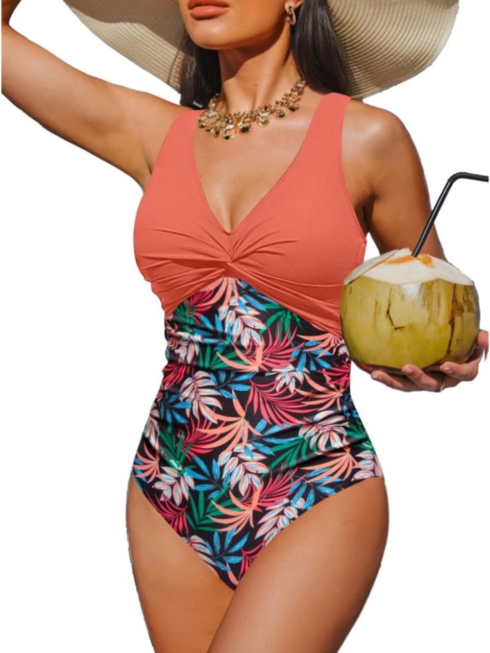 Tummy Control One Piece Swimsuit with Push Up & Full Coverage - Stylish Bathing
